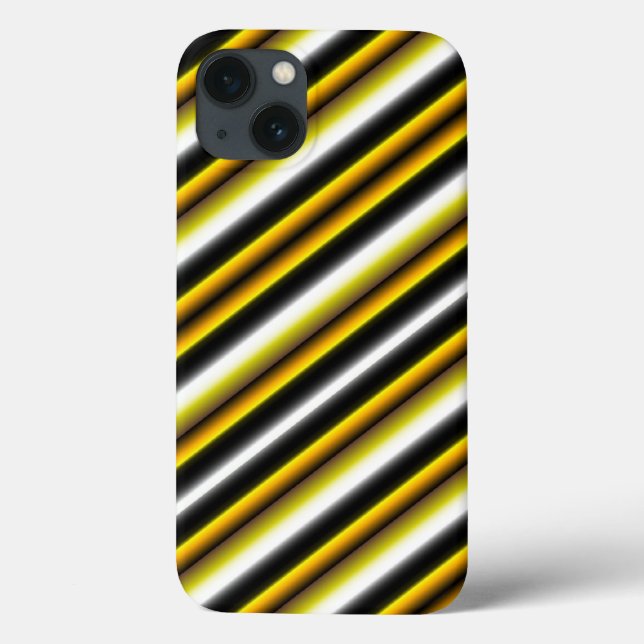 Gelbe Schwarz-weiße Regenbogenstreifen Case-Mate iPhone Hülle (Rückseite)