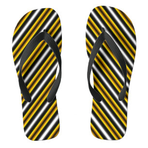 Gelbe Schwarz-weiße Regenbogenstreifen Flip Flops