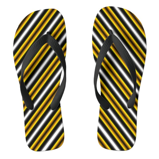 Gelbe Schwarz-weiße Regenbogenstreifen Flip Flops (Fußbett)