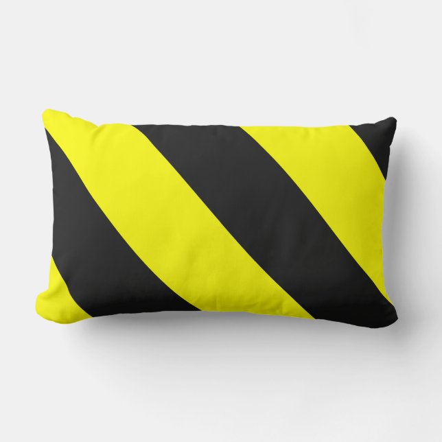 Gelbe schwarze Aufmerksamkeits-warnende Streifen Lendenkissen (Vorderseite)
