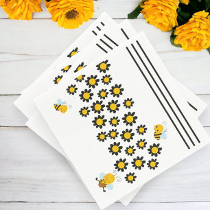 Gelbe Schwarze Blume Muster Serviette