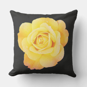 Gelbe schwarze florale Vintage-Rose Geschenk Favor Kissen