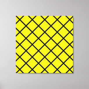 Gelbe schwarze Knuspern Kreuzlinien Wrapped Canvas Leinwanddruck