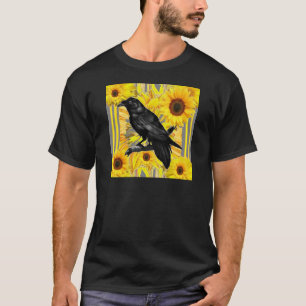gelbe schwarze Krähen- u. Sonnenblumemit T-Shirt