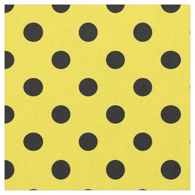 Gelbe schwarze Polka Dots Textil Stoff (Nahaufnahme)
