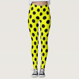 Gelbe schwarze Polka-Punkte Leggings