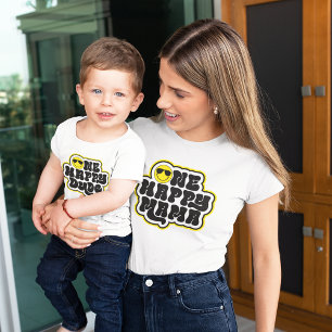 Gelbe Schwarze Retro Eine Glückliche Mama T-Shirt