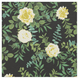 Gelbe schwarze Rosen Florale Blumen Stoff