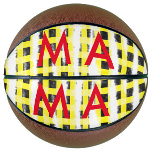 Gelbe schwarze Schachbrettmuster tragen den Namen  Basketball