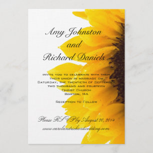 Gelbe schwarze Sonnenblume-Hochzeits-Einladung Einladung