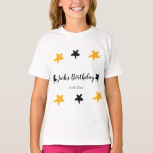 gelbe schwarze Sterne fügen Geburtsdatum Namen hin T-Shirt
