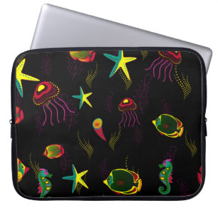 Gelbe, schwarze und braune Fische nahtlos. ABS Laptopschutzhülle