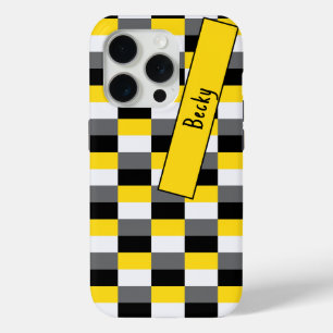 Gelbe, schwarze und graue Farbkombination mit Name Case-Mate iPhone Hülle