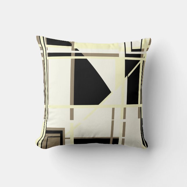 Gelbe Schwarztaube auf dem Abstrakten Labyrinth Kissen (Vorderseite)