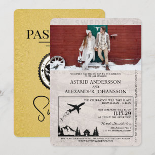 Gelbe Schwedische Pass Hochzeitseinladung Einladung