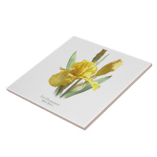 Gelbe Schwertlilienblume im botanischen Stil Kunst Fliese