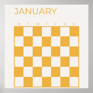 Gelbe Seite Undatiert Checkered January Calendar Poster
