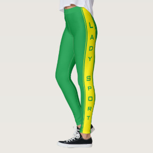 Gelbe Seitenstreifen Grüne Leggings-Farben Leggings