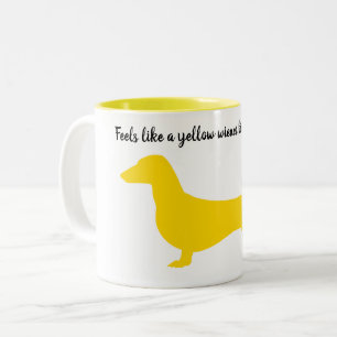 Gelbe Silhouette-Dackel-Tasse Zweifarbige Tasse