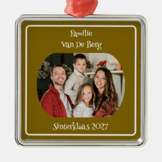 Gelbe Sinterklaas-Familien-Ornament mit Foto und N Ornament Aus Metall