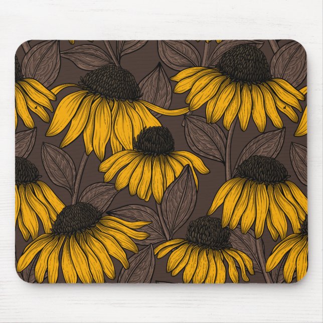 Gelbe Sitzmöbel in dunkelbrauner Farbe Mousepad (Vorne)