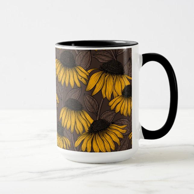Gelbe Sitzmöbel in dunkelbrauner Farbe Tasse (Rechts)