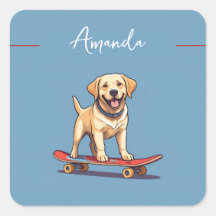 Gelbe Skateboarding Labrador Retriever