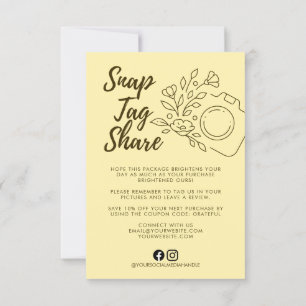 Gelbe Snap Tag Share Geschäft Dankeschön-Karte Dankeskarte