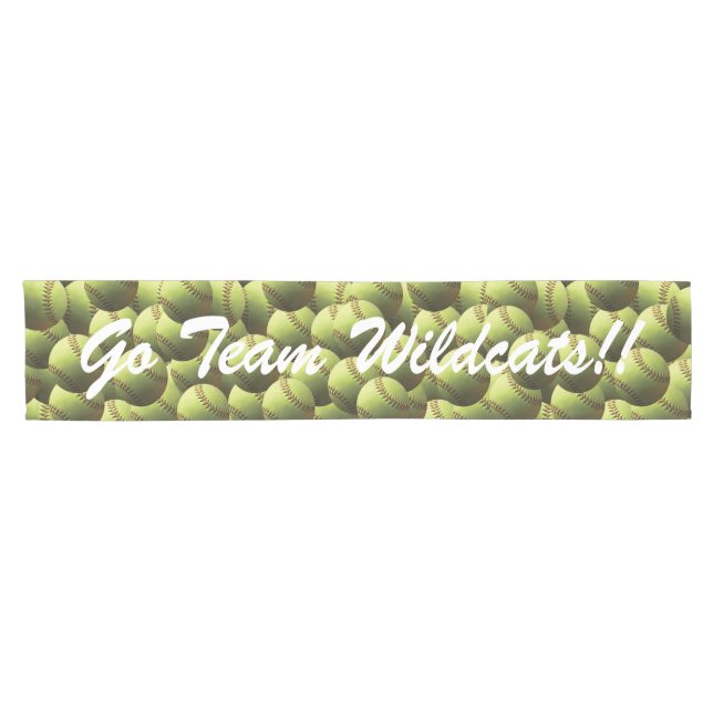 Gelbe Softball-Fahne Kurzer Tischläufer (Horizontal)