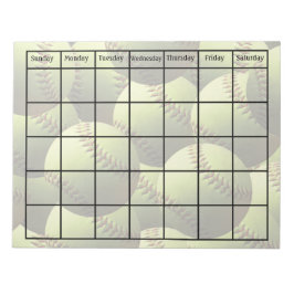 Gelbe Softball-Multiball-Kalender-Blank Notizblock