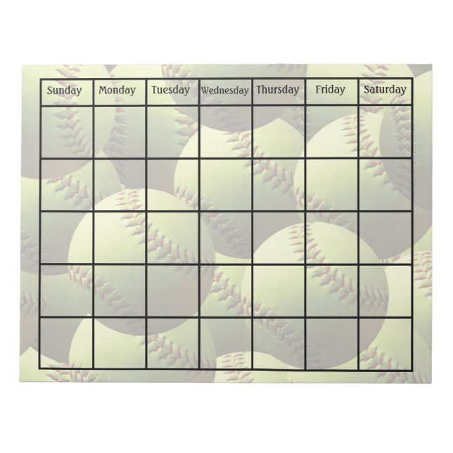 Gelbe Softball-Multiball-Kalender-Blank Notizblock (Vorderseite)