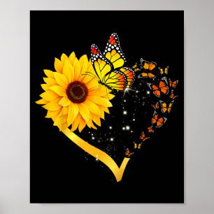 Gelbe Sommerblumen-Sonnenblumen-Herz-Liebe Poster