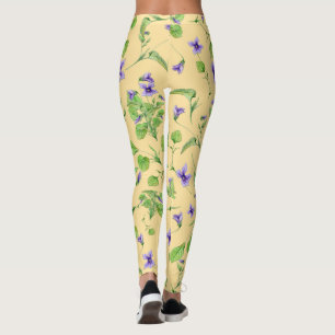 Gelbe Sommerlegins mit Aquarellvioletten Leggings