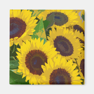 Gelbe Sommersonnenblumen drucken Magneten Magnet