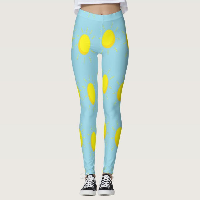 Gelbe Sonne in Blau Leggings (Vorderseite)