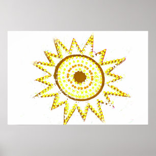 Gelbe Sonne in Lights Grunge Cutout Poster