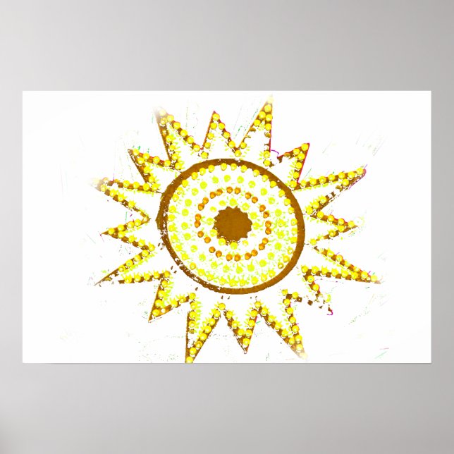 Gelbe Sonne in Lights Grunge Cutout Poster (Vorne)