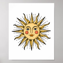 Gelbe Sonne mit Gesicht  Poster