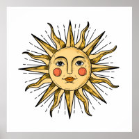 Gelbe Sonne mit Gesicht