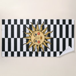 Gelbe Sonne mit Gesicht Strandtuch