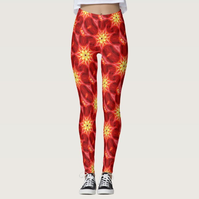 gelbe Sonnen rot Leggings (Vorderseite)