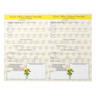 Gelbe Sonnenblume 5 und 1 Food Tracker Notepad Notizblock