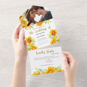Gelbe Sonnenblume All-in-One-Hochzeitseinladung All In One Einladung