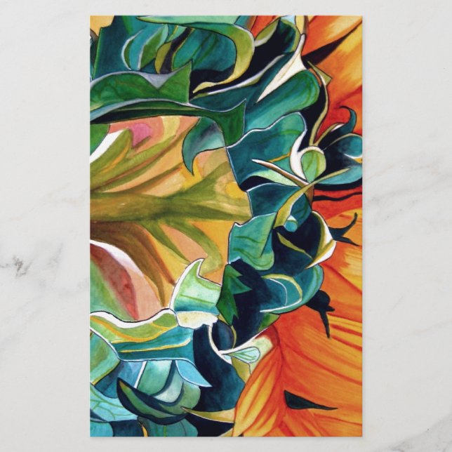 Gelbe Sonnenblume Aquarellmalerei Briefpapier (Vorderseite)