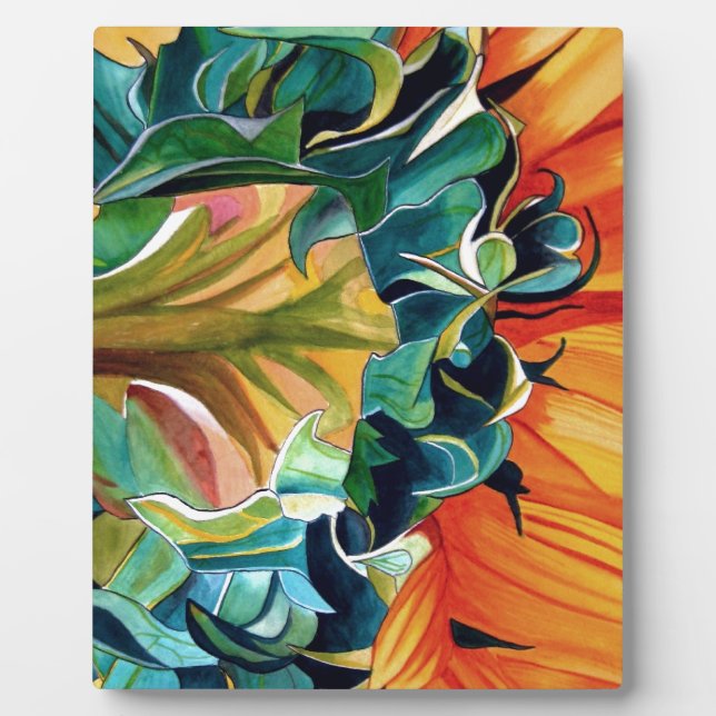 Gelbe Sonnenblume Aquarellmalerei Fotoplatte (Vorderseite)