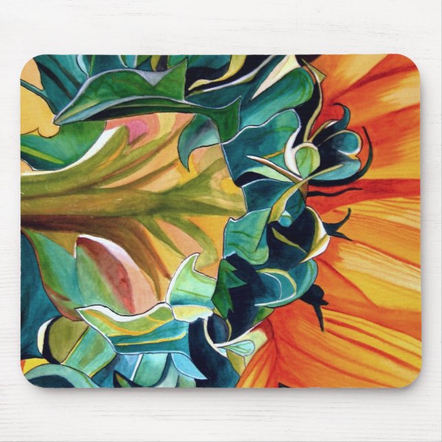 Gelbe Sonnenblume Aquarellmalerei Mousepad (Vorne)