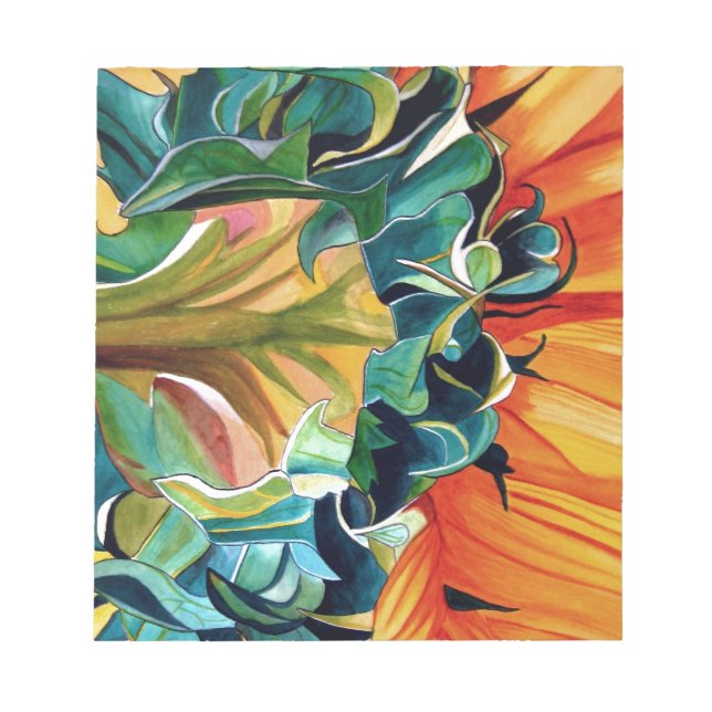 Gelbe Sonnenblume Aquarellmalerei Notizblock (Vorderseite)