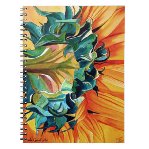 Gelbe Sonnenblume Aquarellmalerei Notizblock