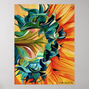 Gelbe Sonnenblume Aquarellmalerei Poster