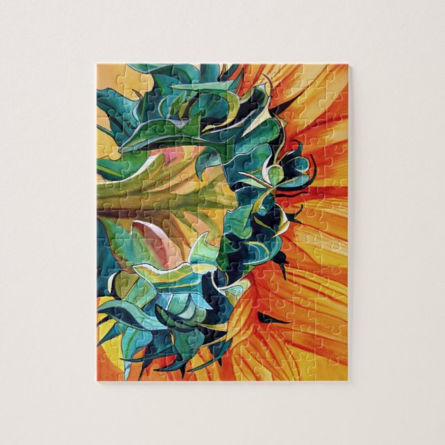 Gelbe Sonnenblume Aquarellmalerei Puzzle (Vertikal)